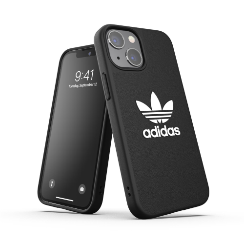 ADIDAS APPLE iPHONE 13 MINI ADICOLOR CUSTODIA IN TPU E POLIURETANO NERO CON LOGO BIANCO